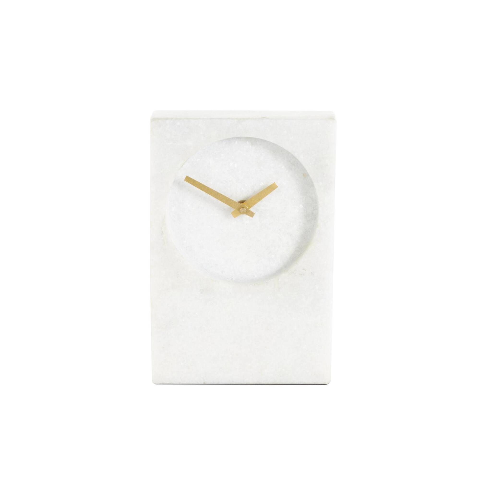 9" White Marble Rectangular Clock